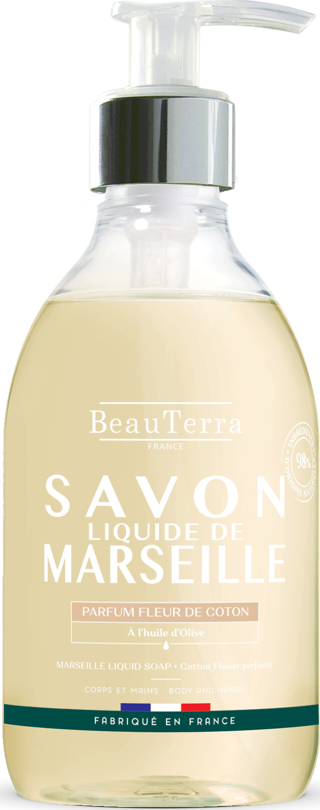 Beauterra - Marseille Flydende Sæbe - Bomuldsblomst - 300 Ml
