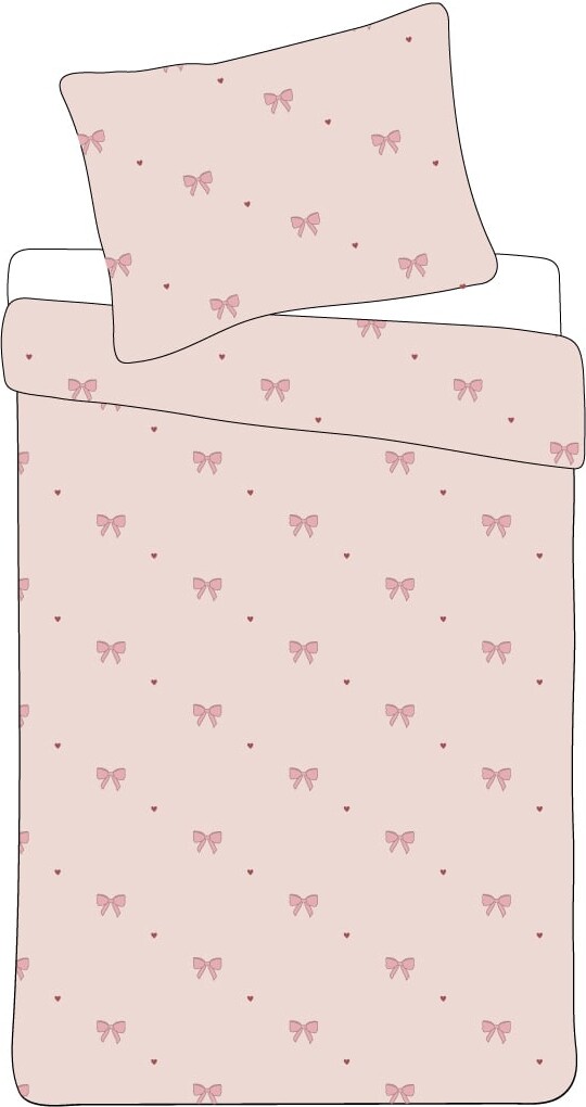 Pink Sløjfe Sengetøj - 140x200 Cm - Voksen Str.