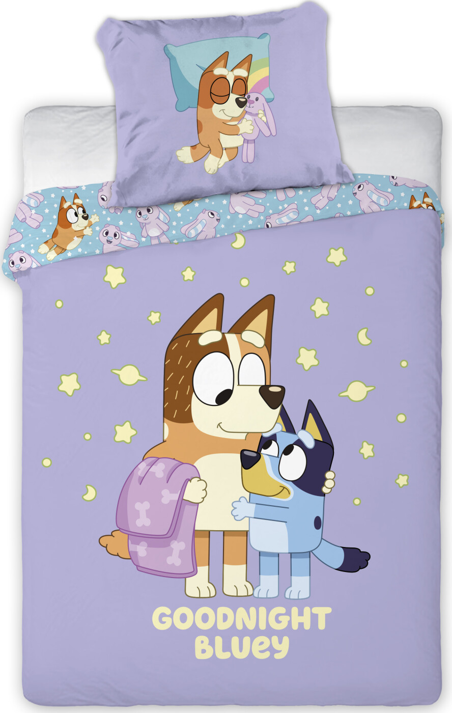 Bluey & Chilli Sengetøj - 100x140 Cm - Junior Str. - Goodnight