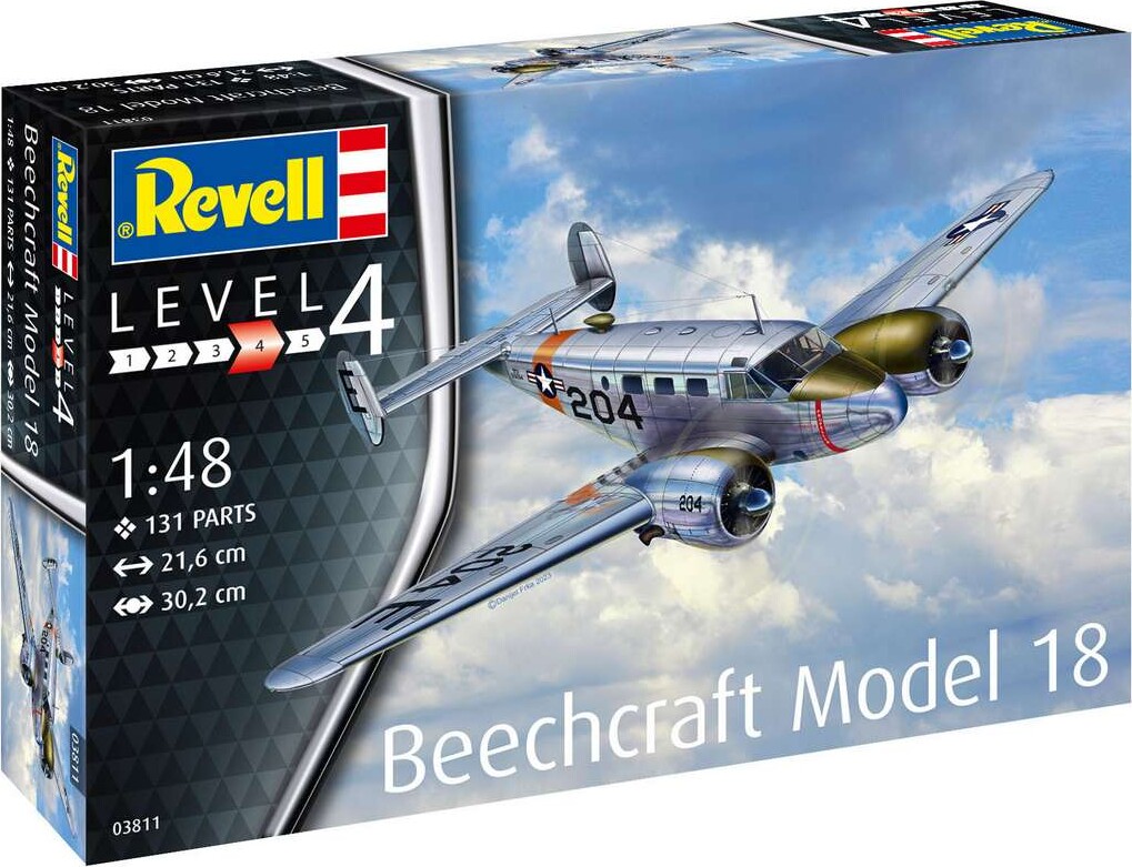 Billede af Revell - Beechcraft Model 18 Fly Byggesæt - 1:48 - Level 4 - 03811