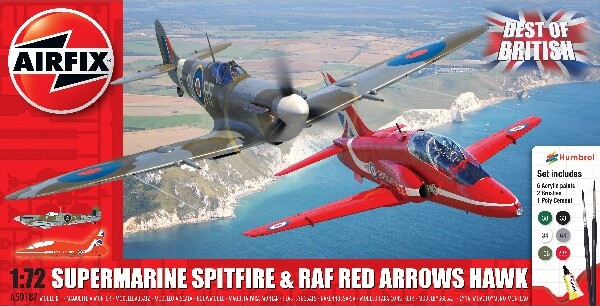 Se Airfix - Supermarine Spitfire + Red Arrows Hawk Fly Byggesæt - 1:72 - A50187 hos Gucca.dk