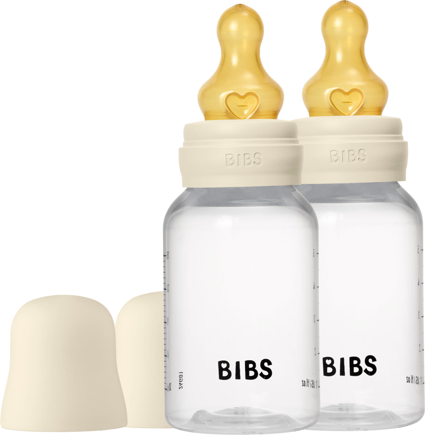 Bibs - Baby Bottle Round Latex 2 Pack Slow Flow - Ivory - 150 Ml