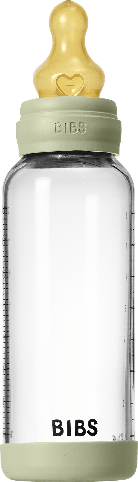 BIBS Bottle - Sutteflaskesæt - Glas - Latex/Medium Flow/Rund - 240 ml. - Sage