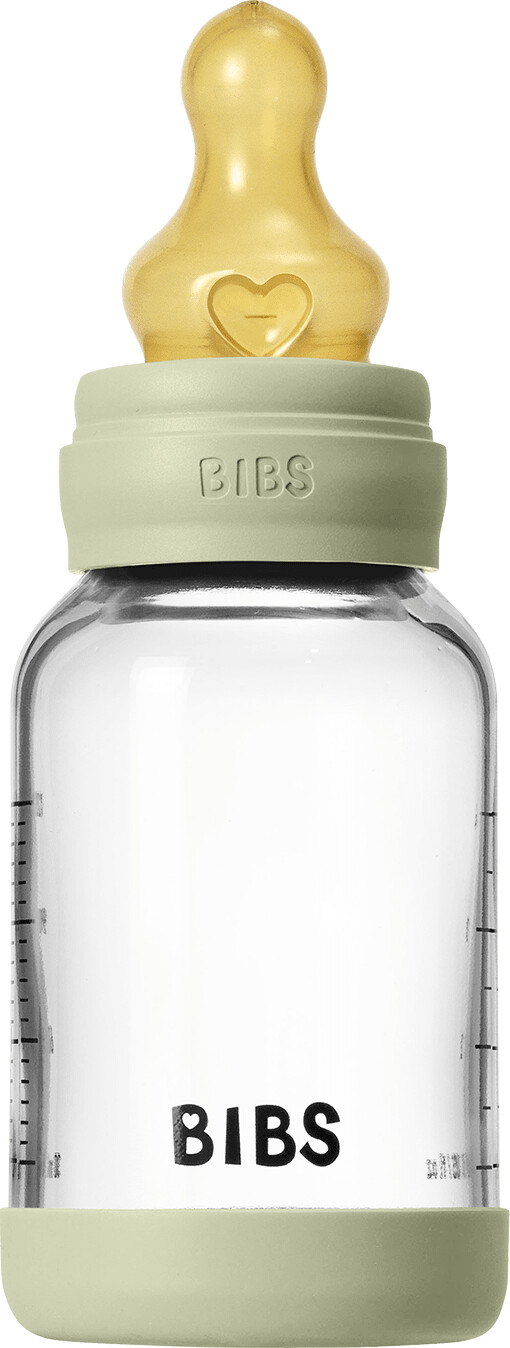 BIBS Bottle - Sutteflaskesæt - Glas - Latex/Slow Flow/Rund - 120 ml. - Sage
