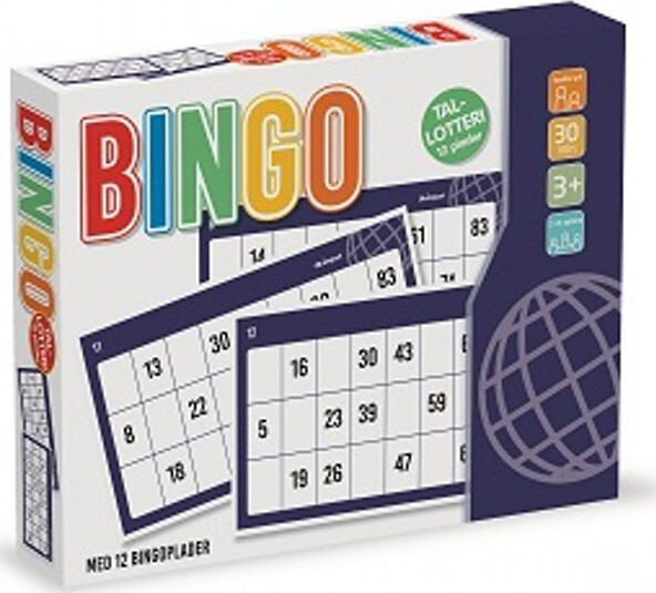 Bingo / Tallotteri i pap/plast m 90 numre - Fra 3 år.