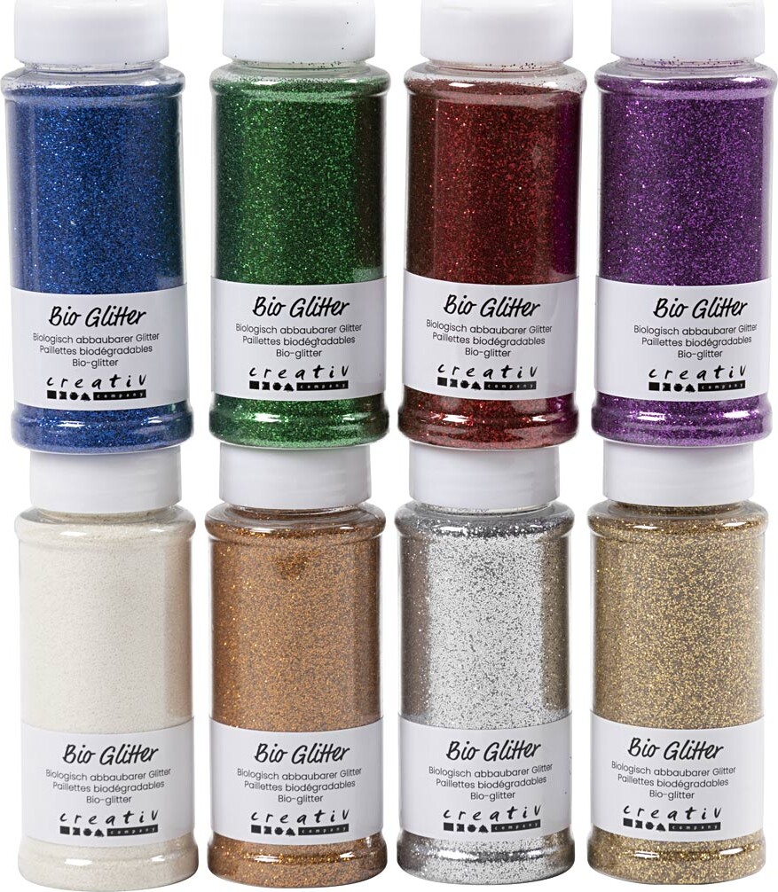 Bio-glitter - Forskellige Farver - 8x140 Ml