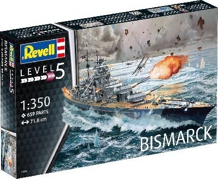 Revell - Bismarck Model Skib Byggesæt - 1:350 - Level 5 - 05040