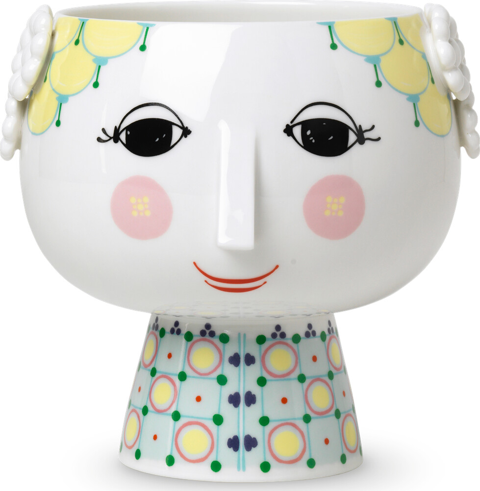 Bjørn Wiinblad - Eva Urtepotteskjuler På Fod - Gul - 15 Cm