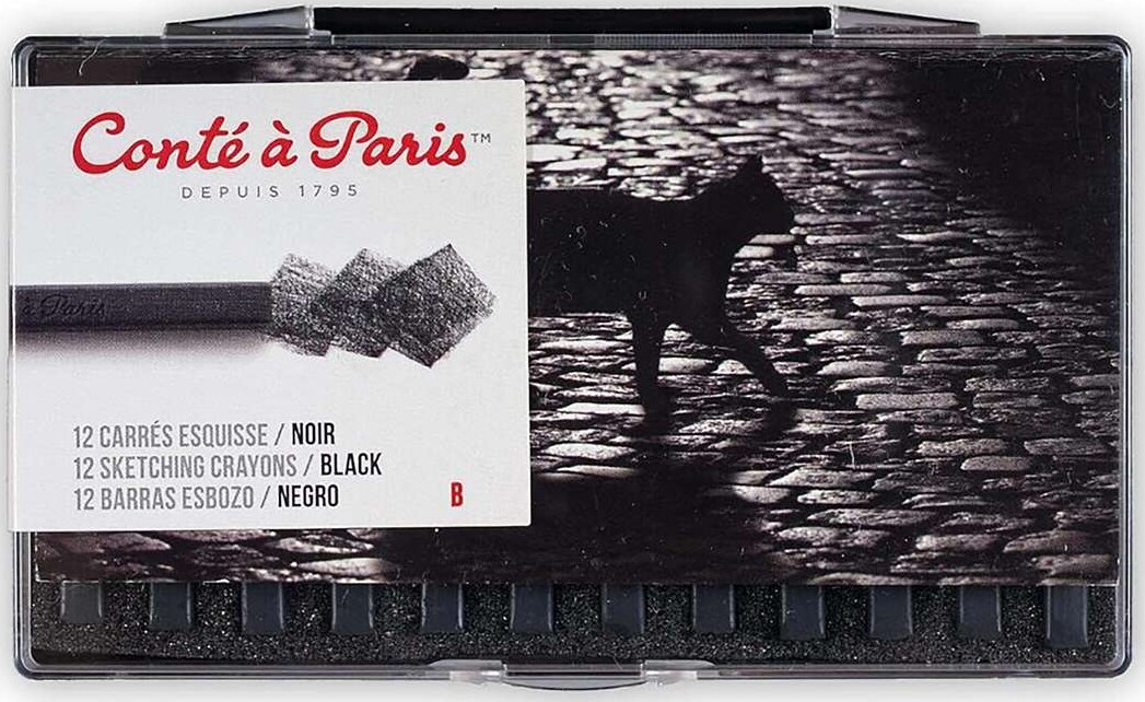 Tegnekridt - Sort - 12 Stk - Conte A Paris