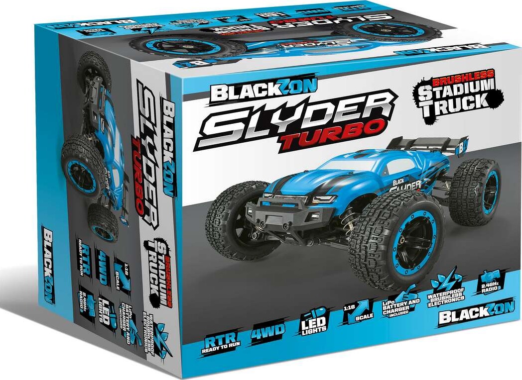 Blackzon - Slyder Turbo Stadium Truck Brushless - Fjernstyret - 1:16 - Blå