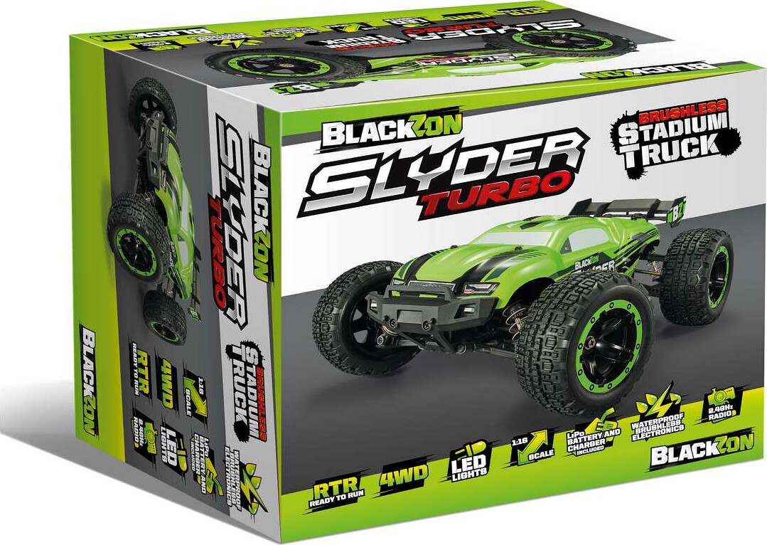 Blackzon - Slyder Turbo Stadium Truck Brushless - Fjernstyret - 1:16 - Grøn