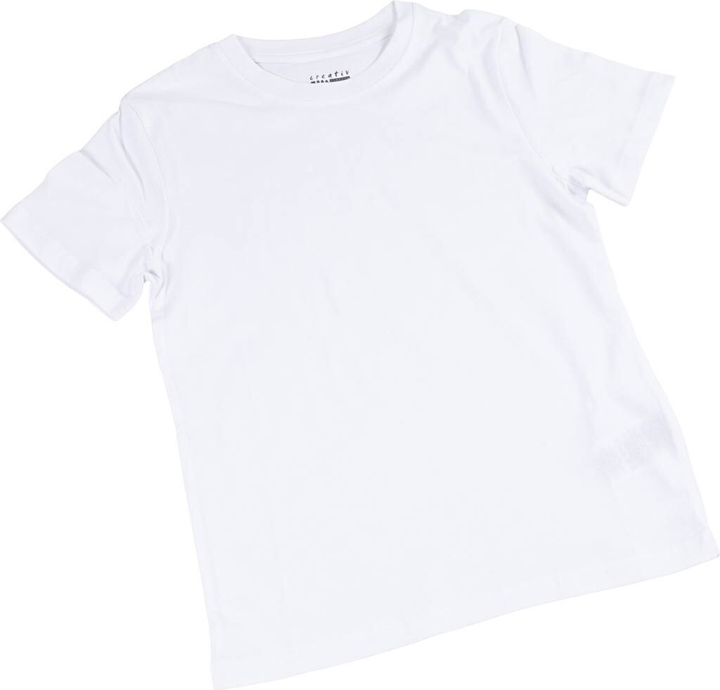 Blank T-shirt Til Maling - B 40 Cm - Str. 7-8 år - Rund Hals - Hvid
