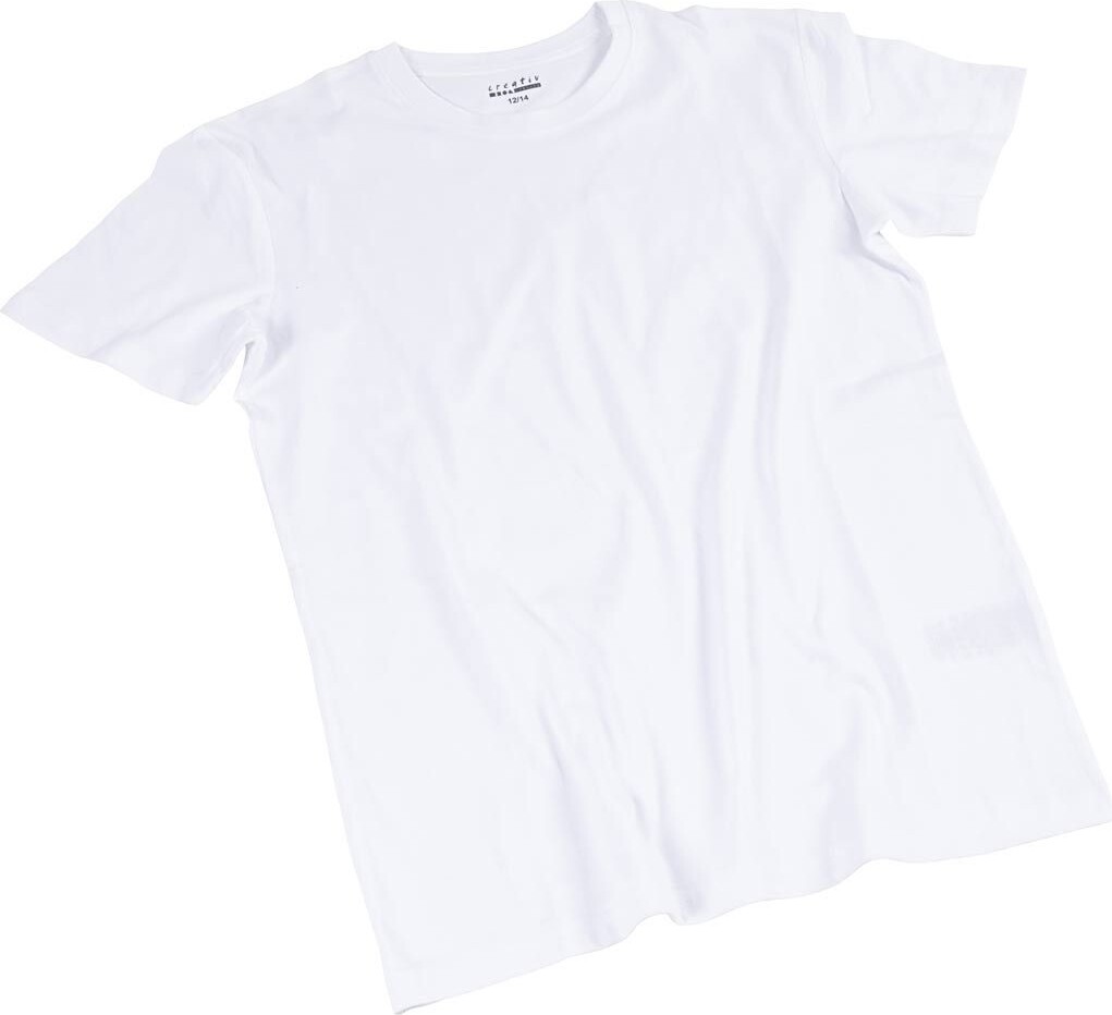 Blank T-shirt Til Maling - B 44 Cm - Str. 12-14 år - Rund Hals - Hvid