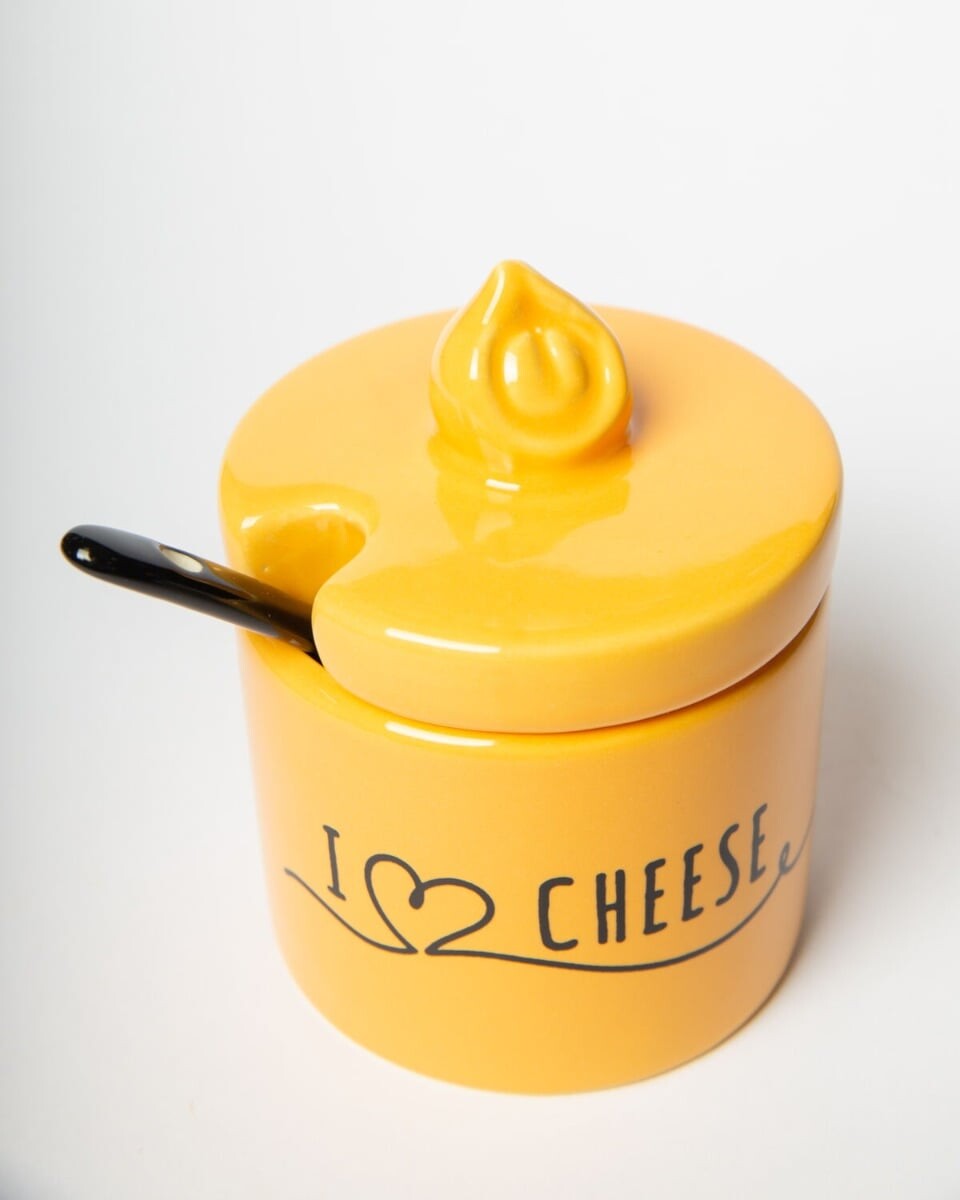 Blogo Smart - Opbevaringsdåse Med Ske - Gul - 15cm In Height And 10cm In Diameter