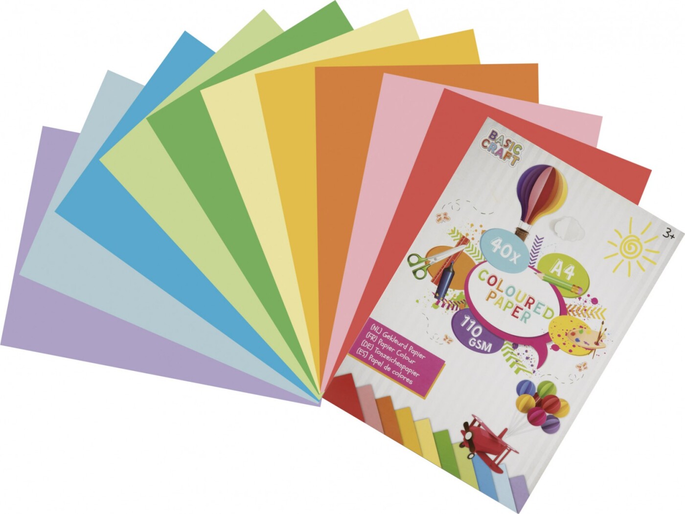Creative Craft Group Blok A4 m. 40 ark. ass. kulørt papir