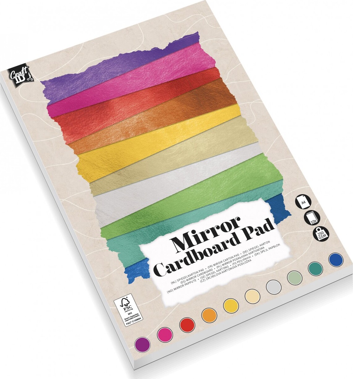 Creative Craft Group Blok A4 Spejlkarton, 250g. , 10 ass.