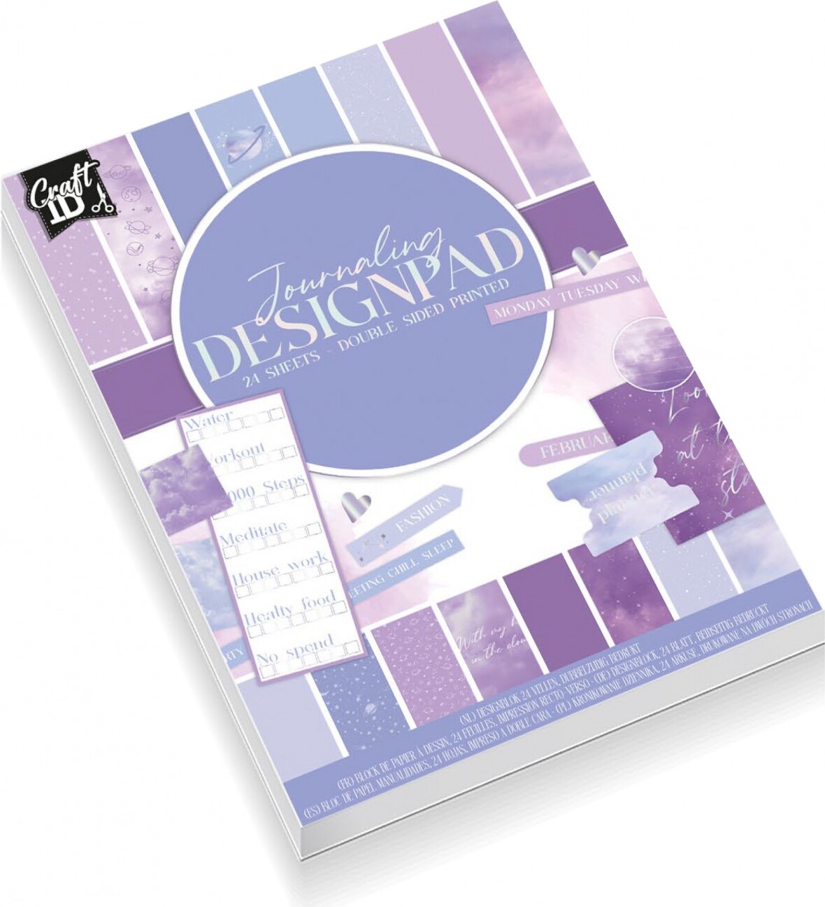Papirblok A5 - Med Tryk På Begge Sider - 24 Ark - Assorteret - Craft Id