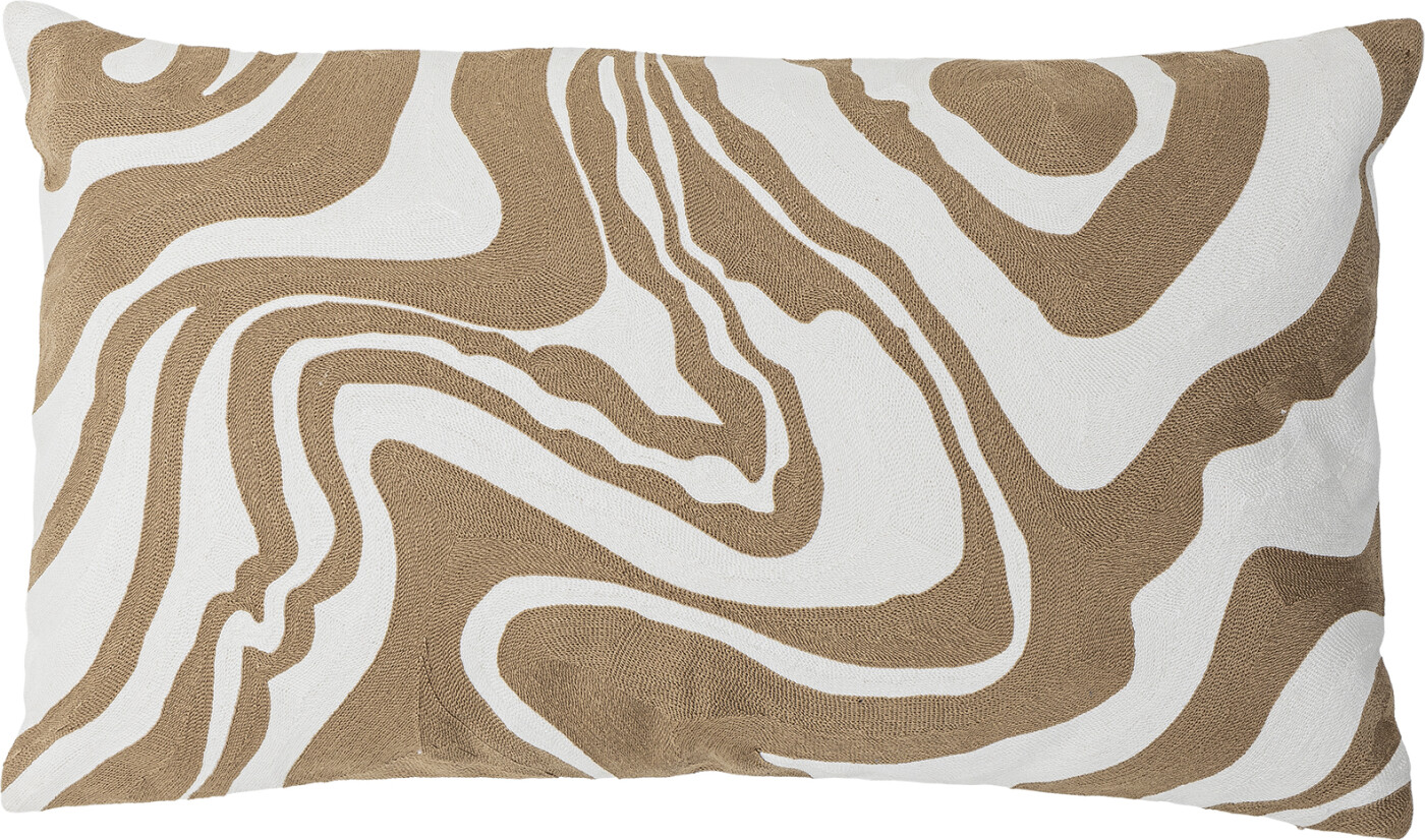 Pude "Aba" råhvid m/ brunt mønster - Bloomingville 35x60