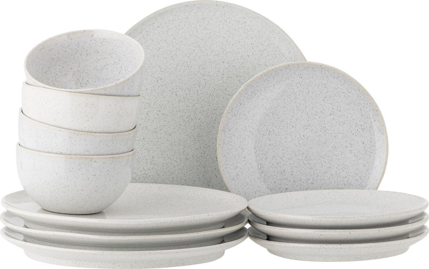 Bloomingville - Addison Servicesæt Til 4 - Hvid - Stentøj - 12 Dele