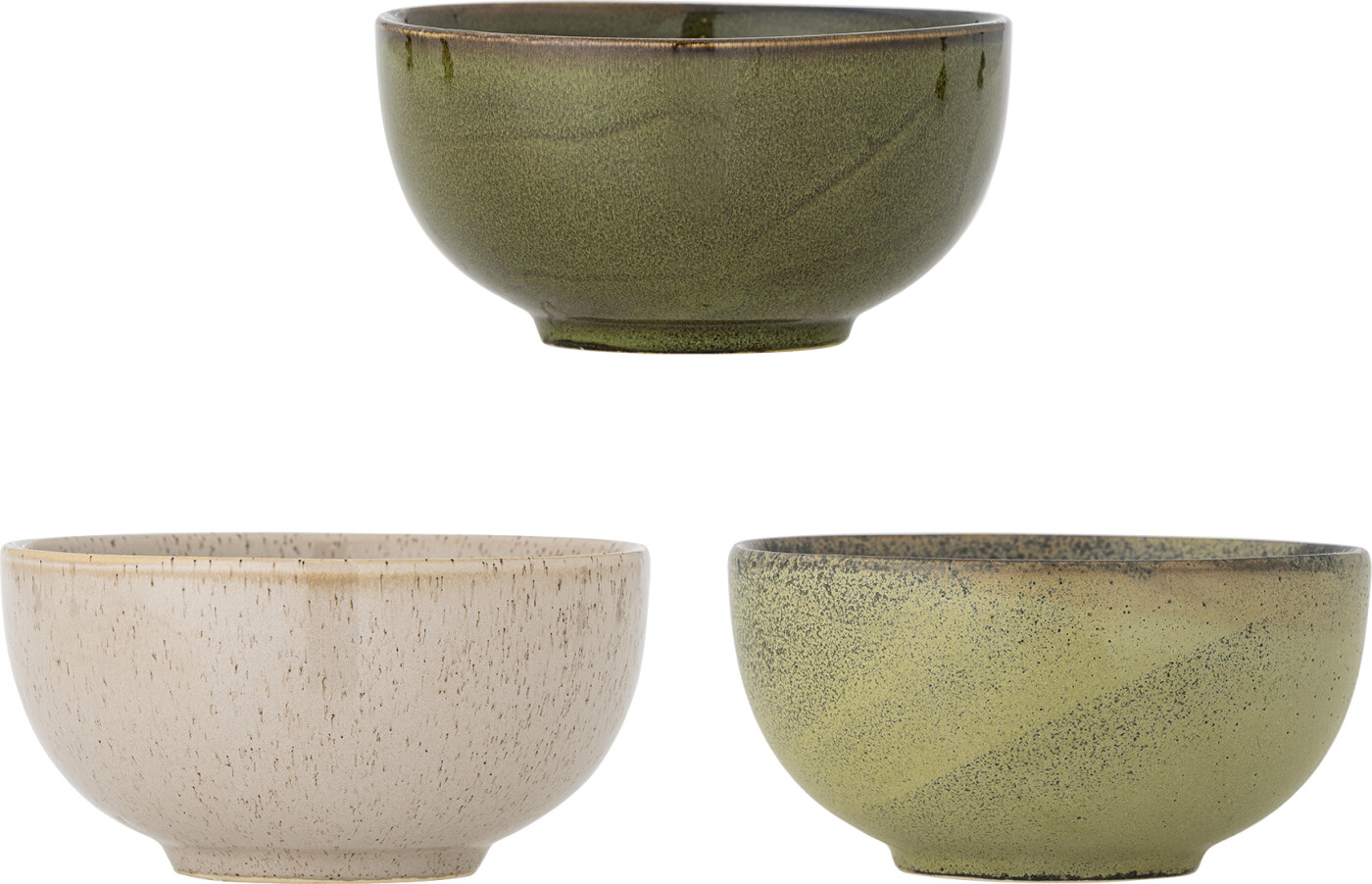 Bloomingville - Addison Skål, Grøn, Stentøj, D16xH8 cm, Set of 3