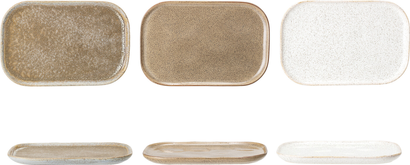 Bloomingville - Addison Tallerken, Multifarvet, Stentøj, L22,5xH1,5xW14,5 cm, Set of 3