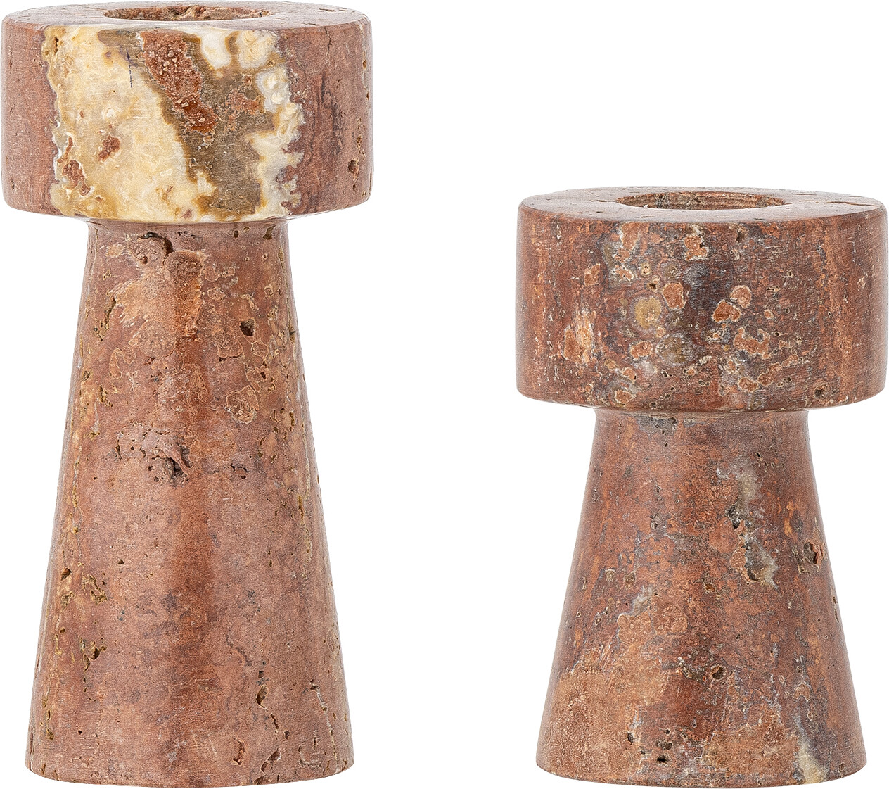 Bloomingville - Anneli Lysestage, Rosa, Travertin, D5xH7,5/D5xH10 cm, Set of 2