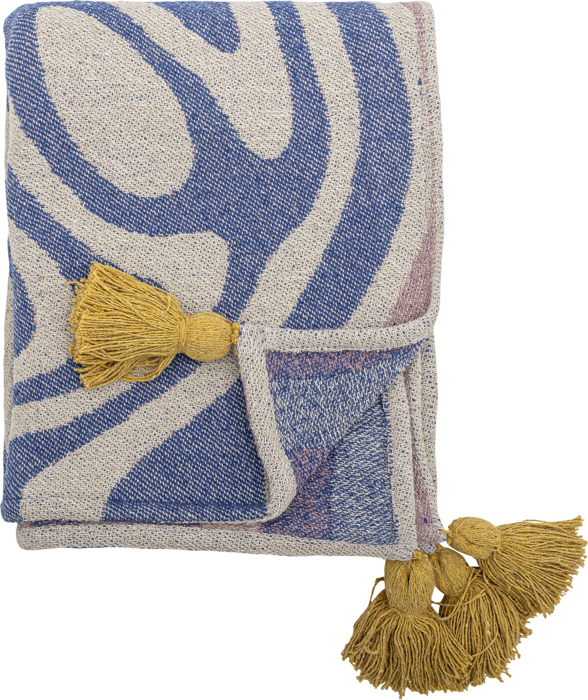 Bloomingville - Arlie Plaid, Blå, Genanvendt Bomuld, L160xW130 cm