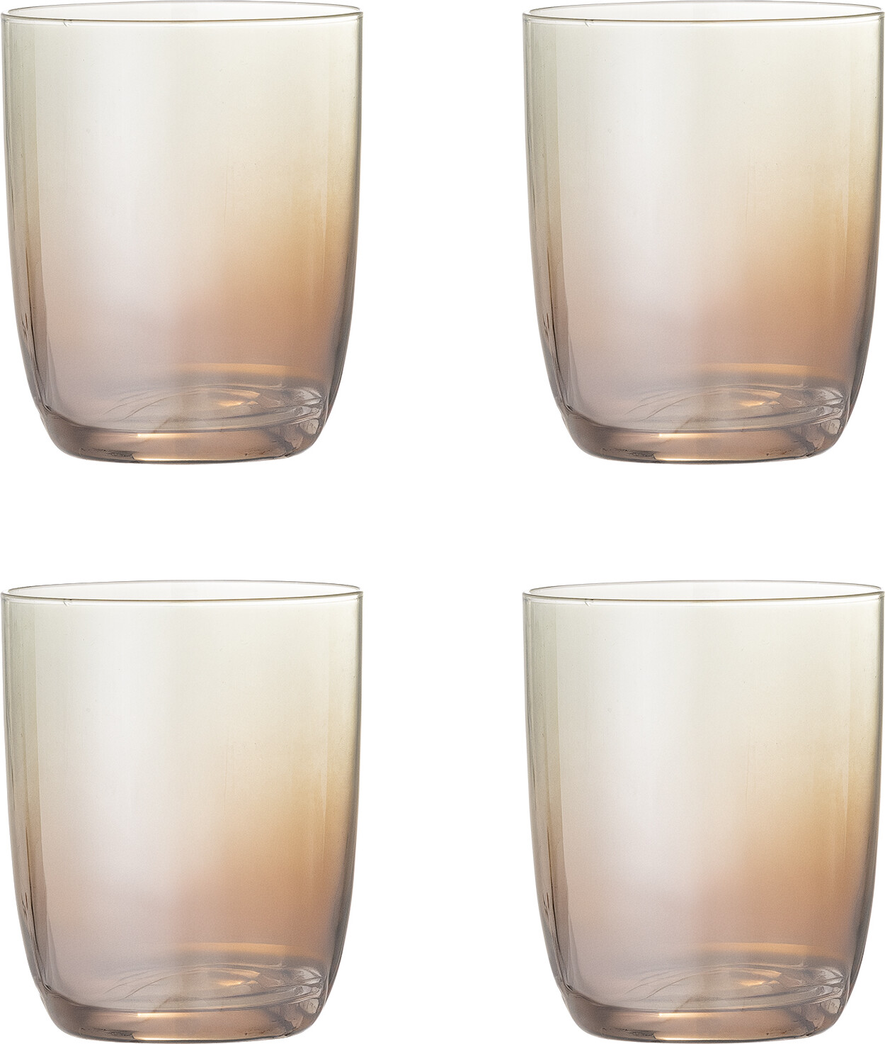 Bloomingville - Aston Drikkeglas, Bronze, Glas, D8xH10 cm, Set of 4