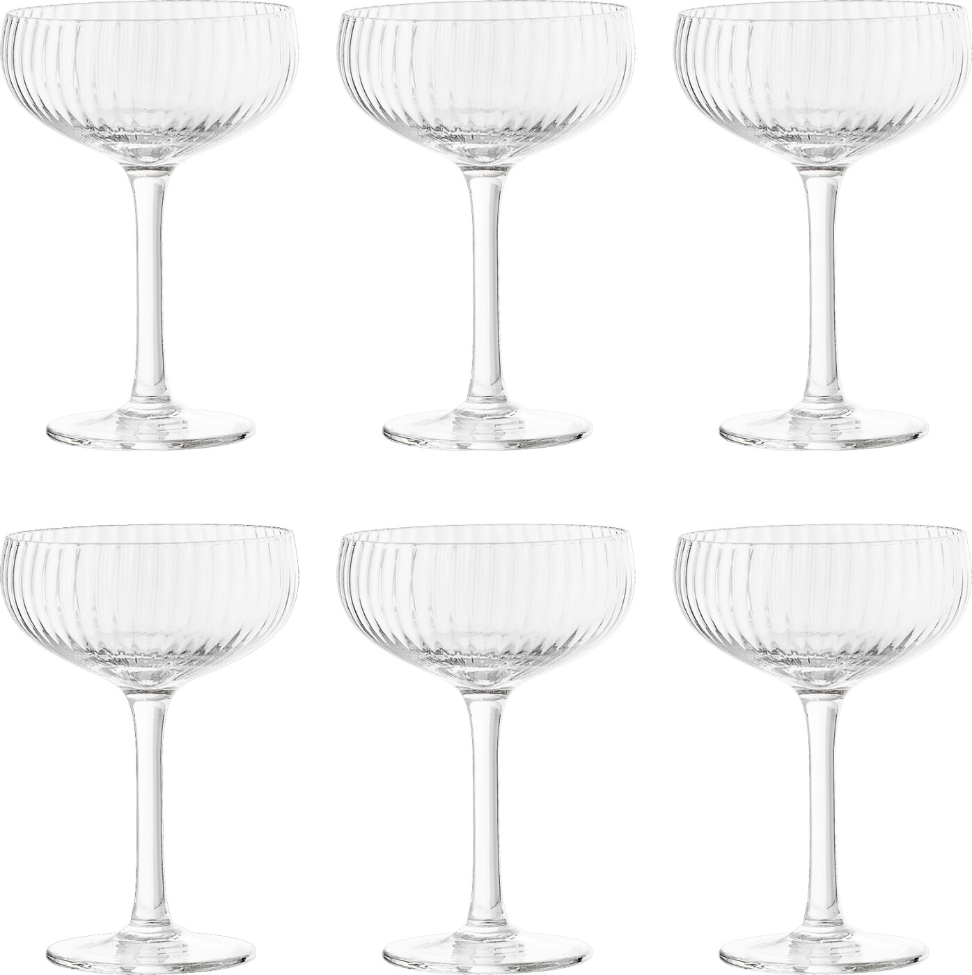 Bloomingville - Astrid Champagne Glas, Multipak, Klar, Glas, D11xH15,5 cm, Set of 6