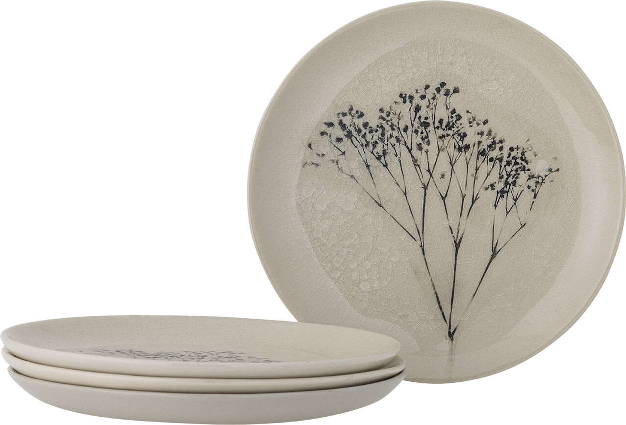 Bloomingville - Bea Tallerken - Natur - Stentøj - ø 22 Cm - 4 Stk