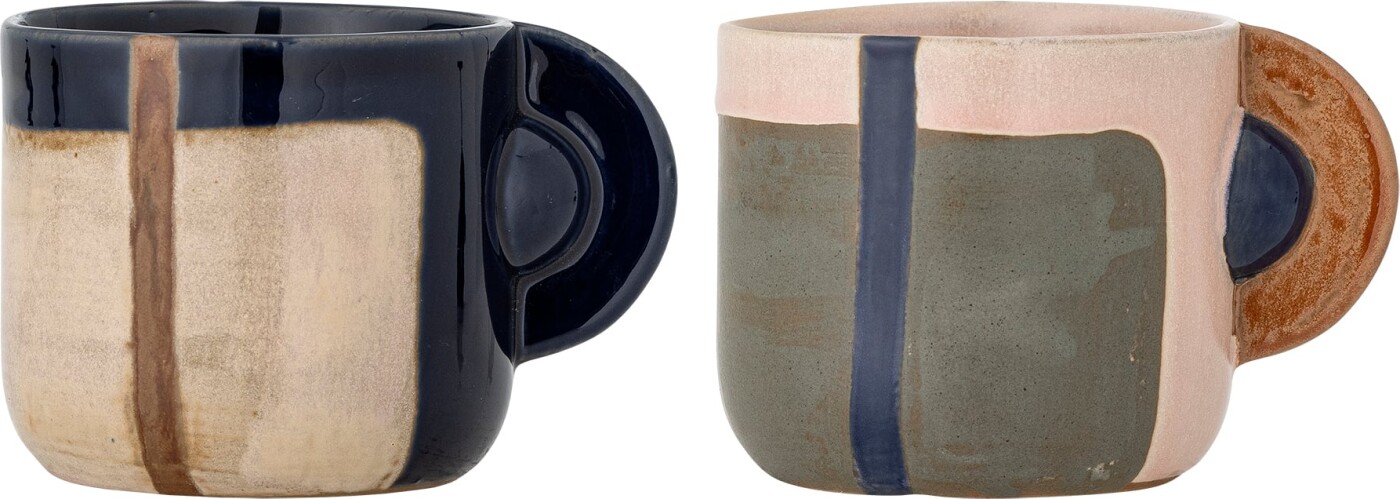 Bloomingville - Bolivia Kop, Multifarvet, Stentøj, D9xH8 cm, Set of 2