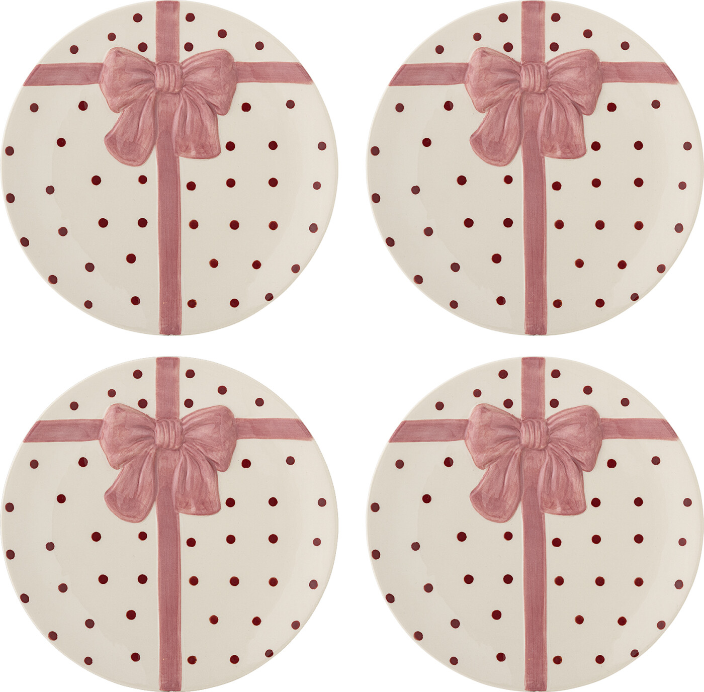 Bloomingville - Bowie Tallerken, Rosa, Stentøj, D20,5xH2 cm, Set of 4