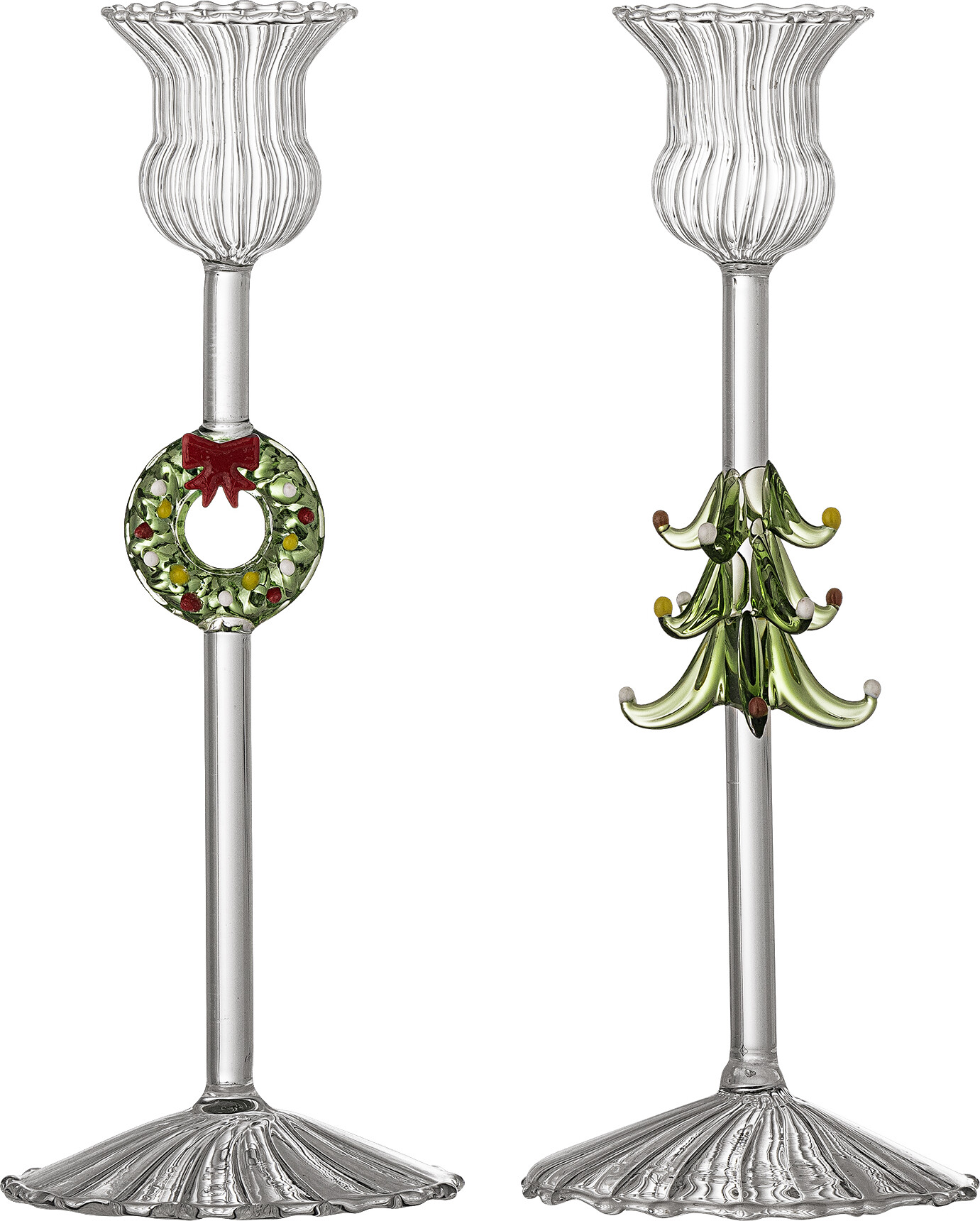 Bloomingville - Branton Lysestager - Glas - Klar - 2 Stk.