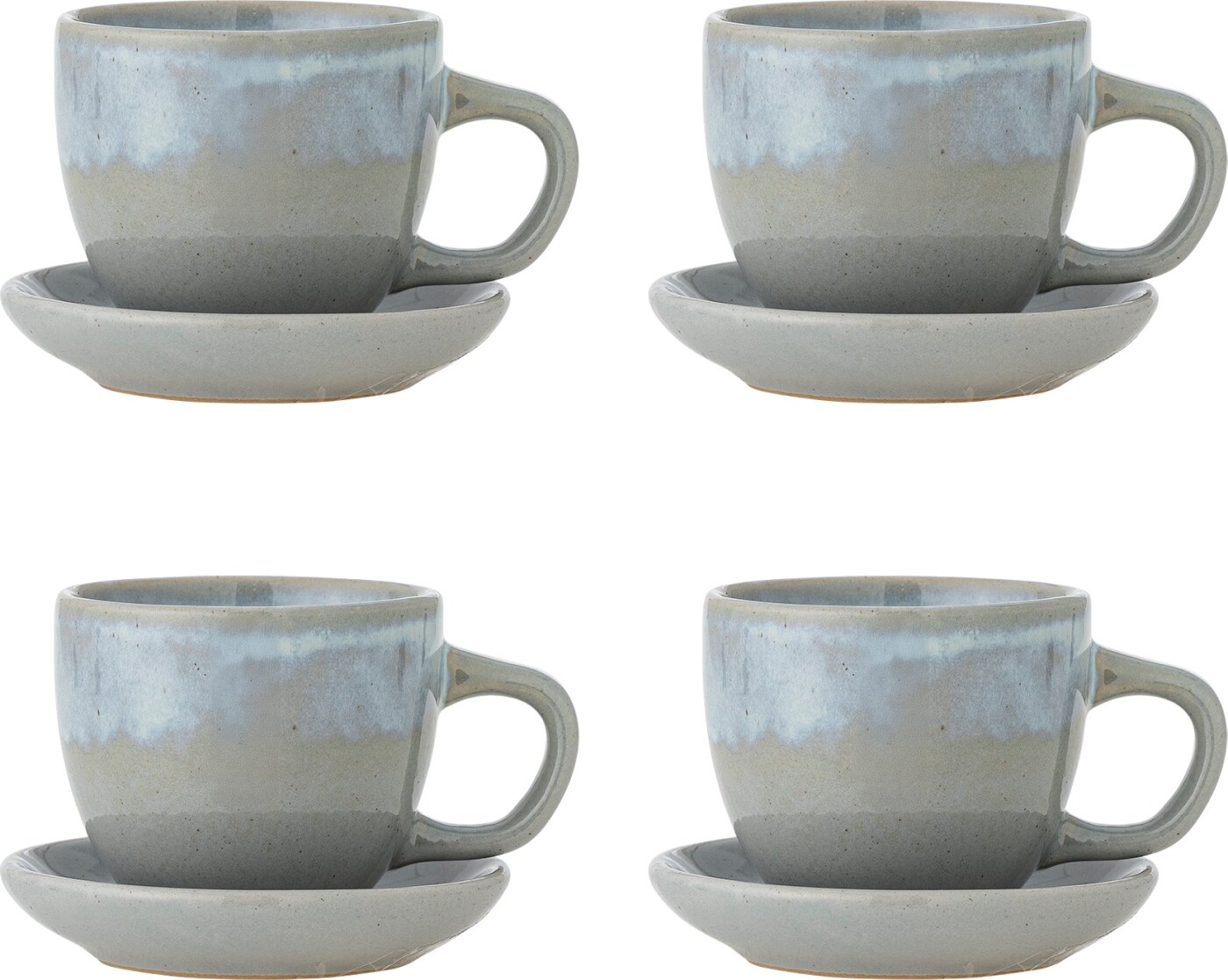 Bloomingville - Brenta Kop m/underkop, Blå, Stentøj, C:D8xH7/S:D11xH2 cm, Set of 4