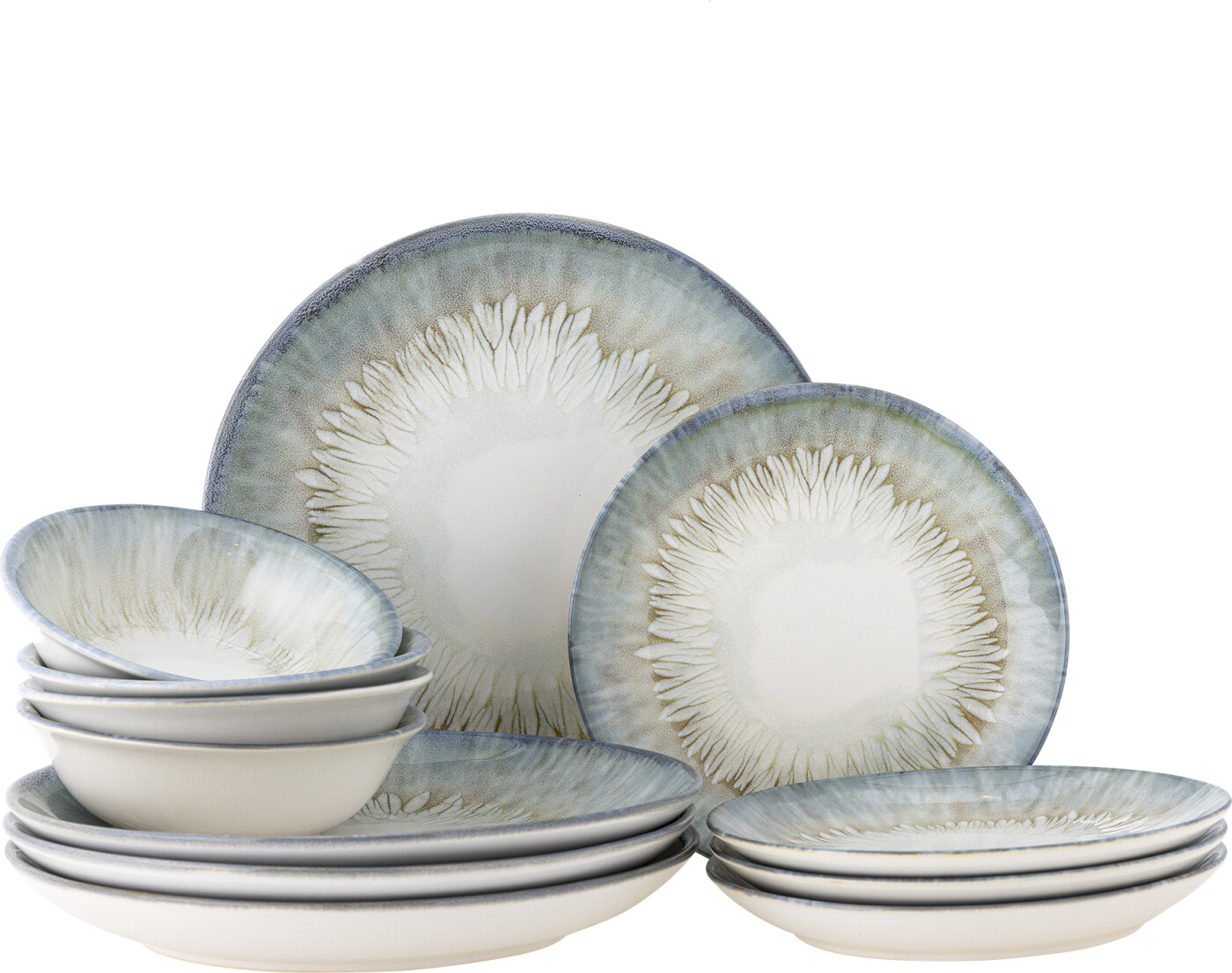 Bloomingville - Calen Servicesæt Til 4 - Blå - Stentøj - 12 Dele