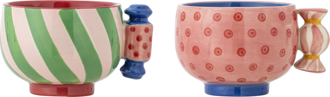 Bloomingville - Caramella Kop, Multifarvet, Stentøj, D9,5xH7 cm, Set of 2