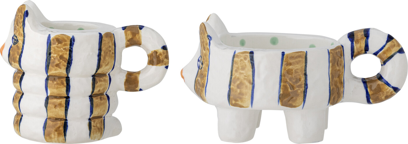 Bloomingville - Caty Lysestage, Brun, Stentøj, L16xH8xW10,5/L12xH9,5xW8 cm, Set of 2