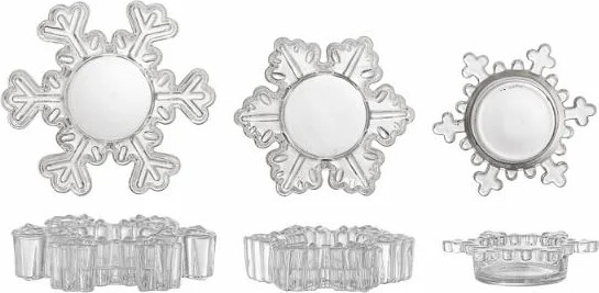 Bloomingville - Dania Fyrfadsstager Til Jul - Glas - Klar - 3 Stk.