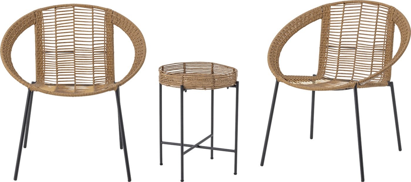 Bloomingville - Dudine Lounge sæt, Natur, Polyrattan, T:D38xH50 cm./C:L62,5xH75xW70cm, Set of 3