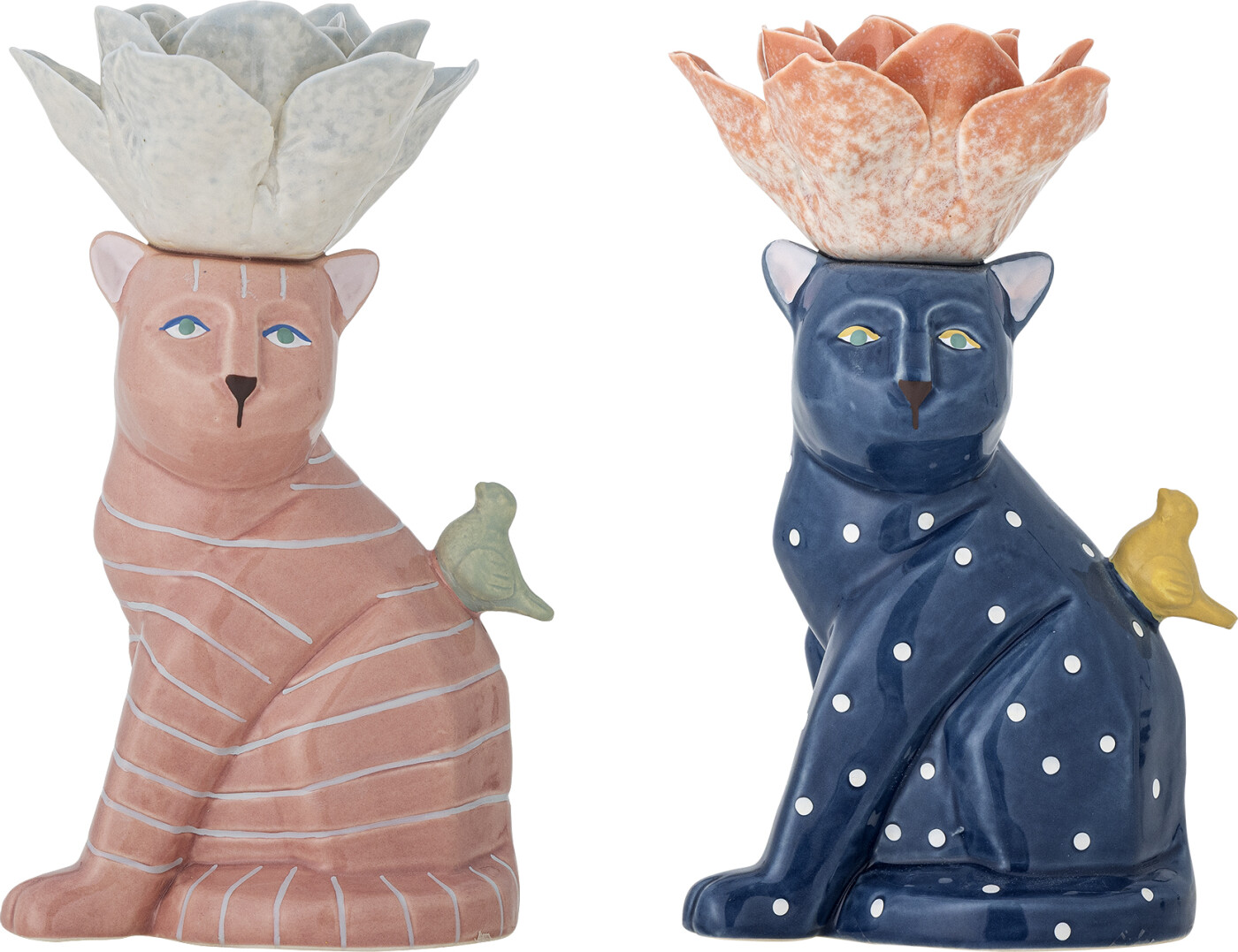 Bloomingville - Eri Lysestage, Multifarvet, Stentøj, L9,5xH17xW9 cm, Set of 2