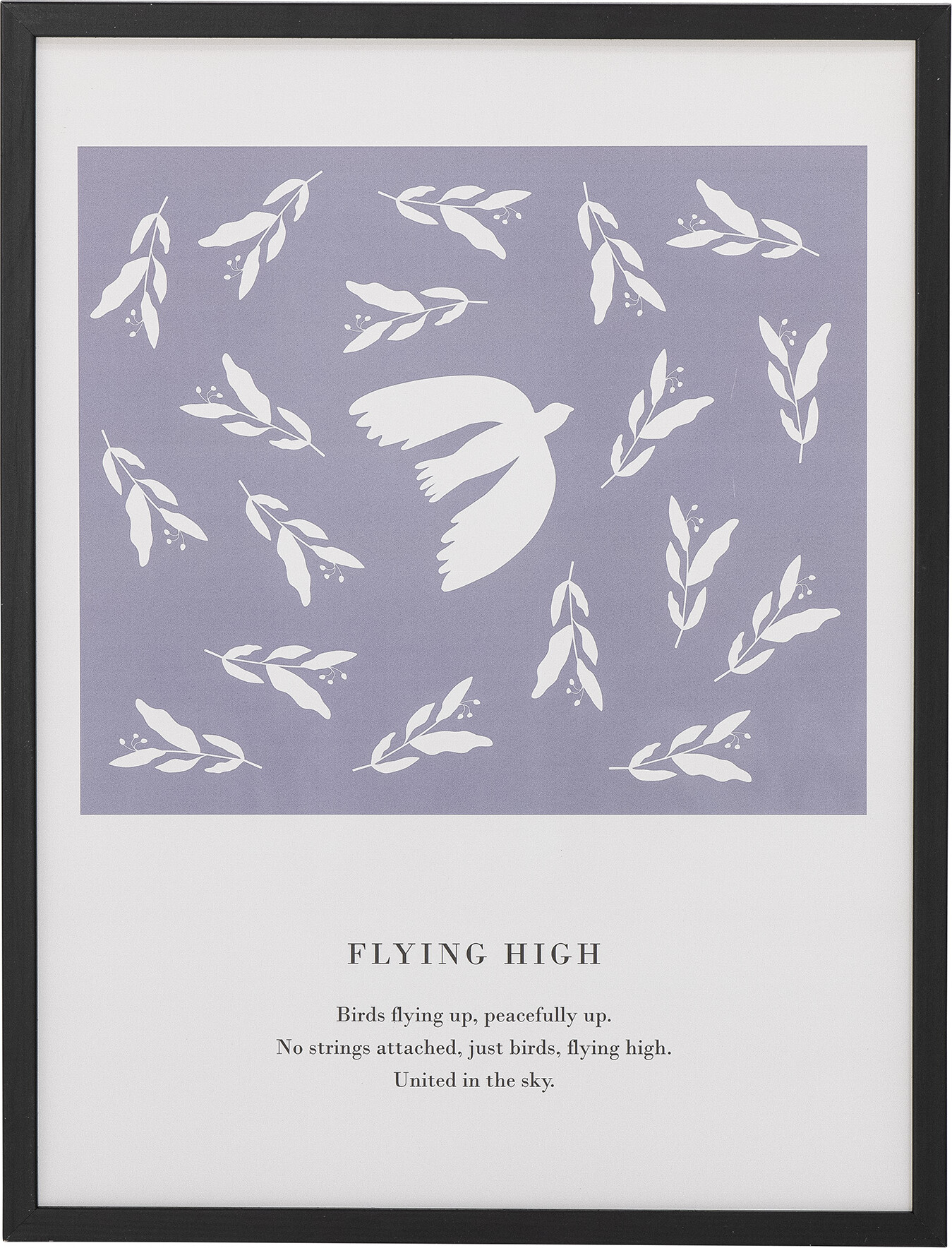 Bloomingville - Flye Illustration Med Ramme - Sort - Fyrretræ