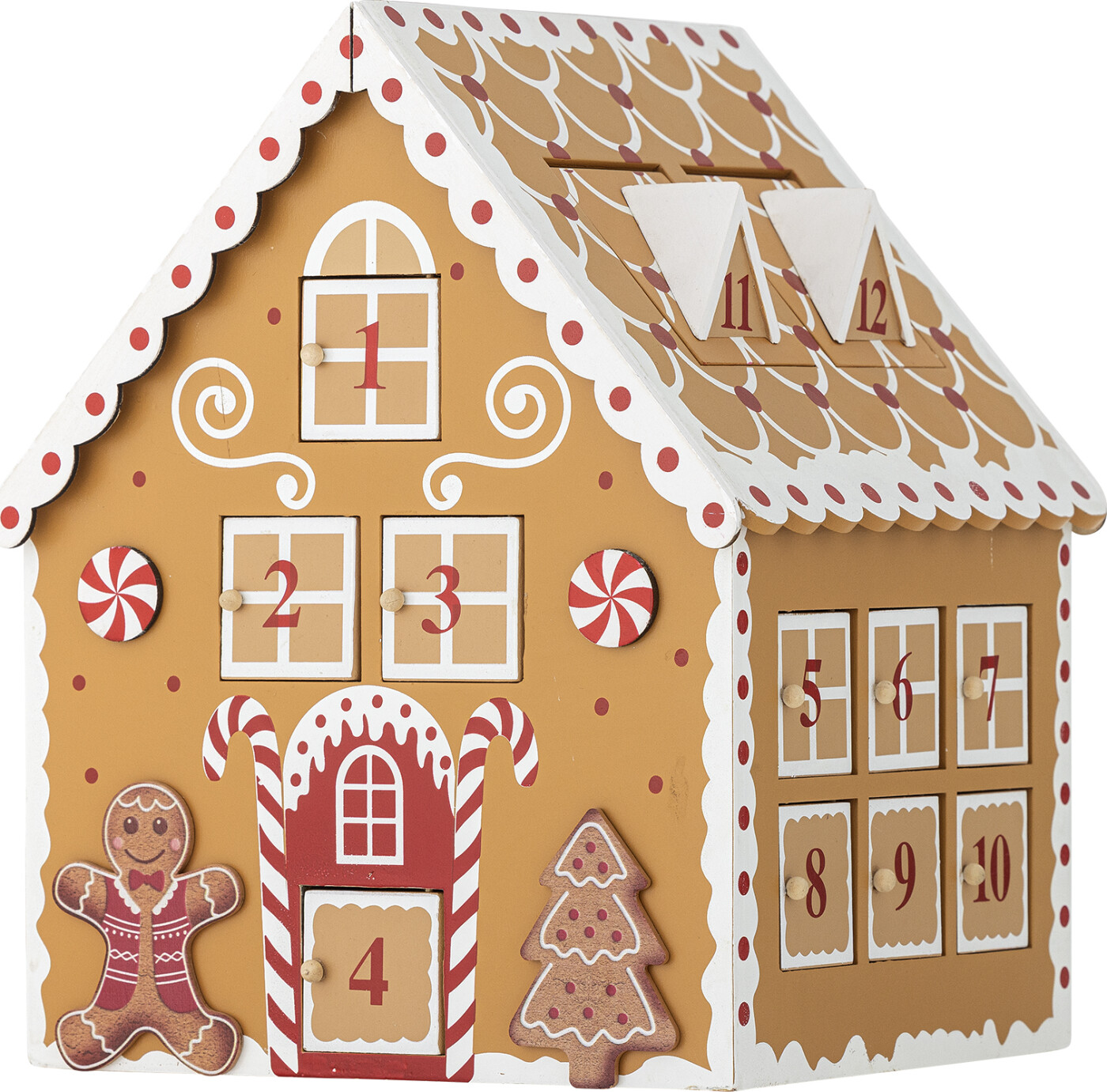 Bloomingville - Ginnie Julekalender Hus - Brun - Mdf - 27,5 Cm