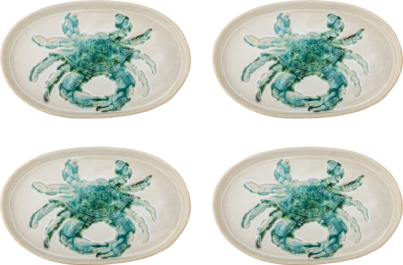 Bloomingville - Hadden Tallerken, Grøn, Stentøj, L29xH2,5xW18 cm, Set of 4