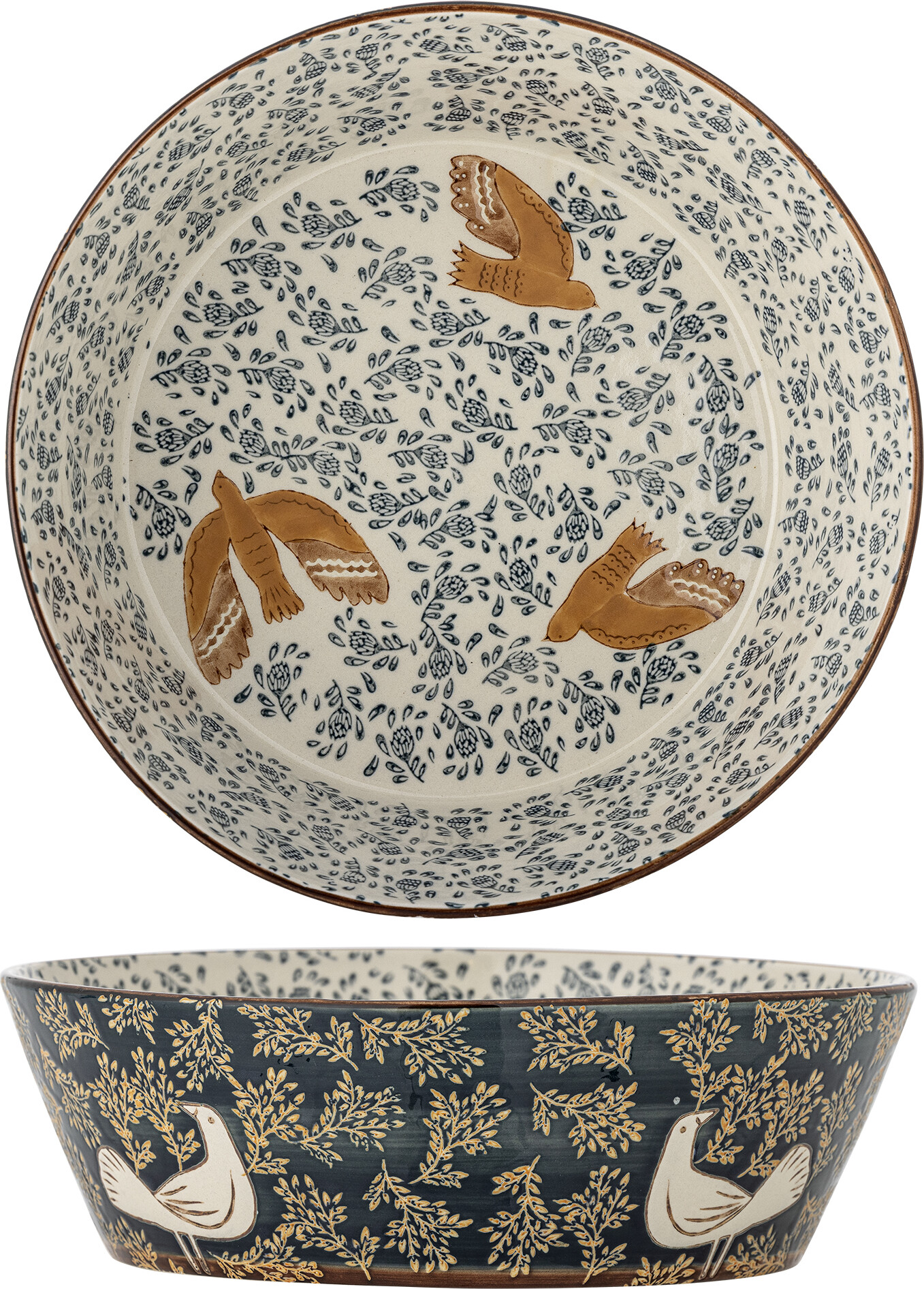 Bloomingville - Hezha Skål, Blå, Stentøj, D28xH9 cm