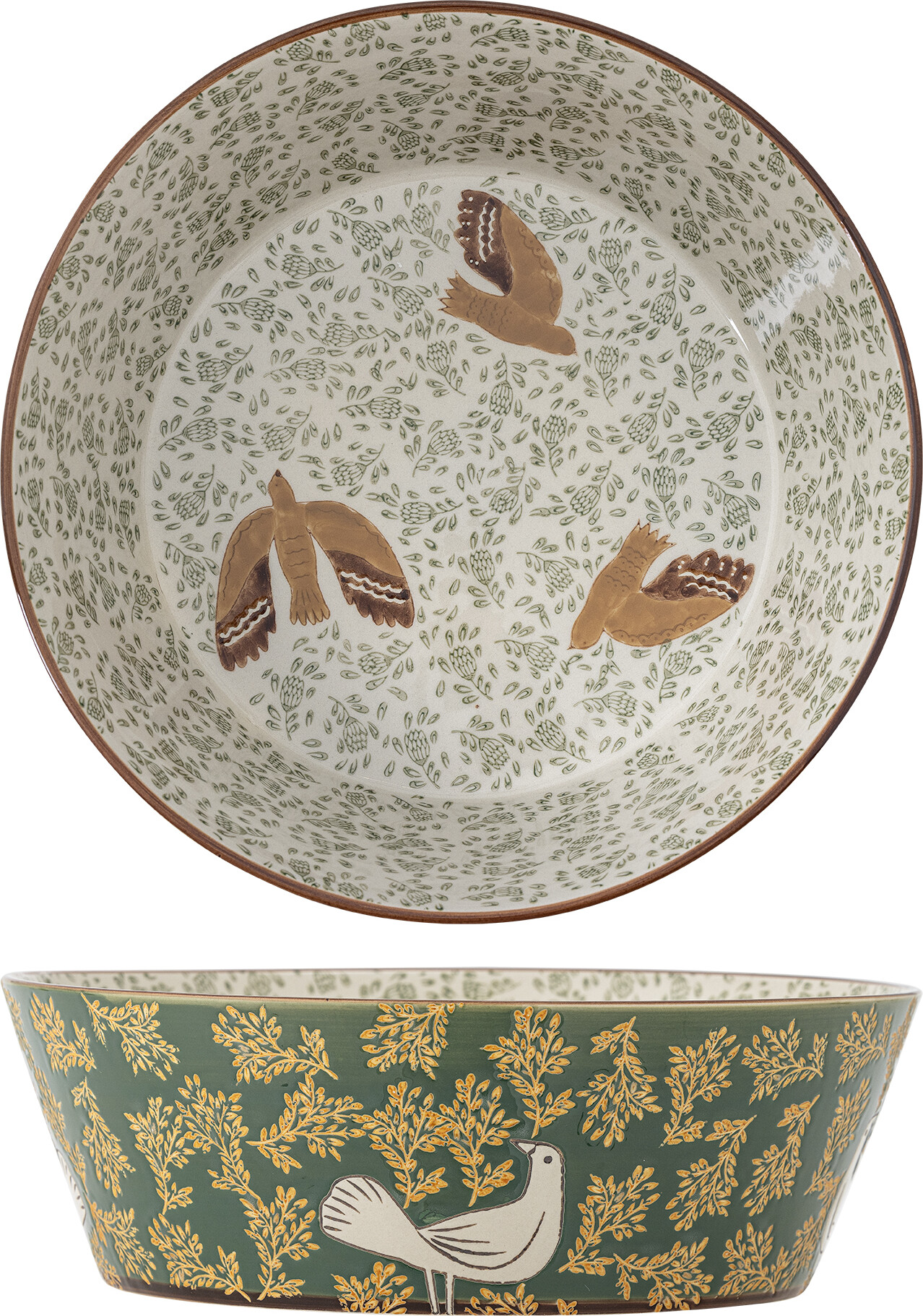 Bloomingville - Hezha Skål, Grøn, Stentøj, D28xH9 cm