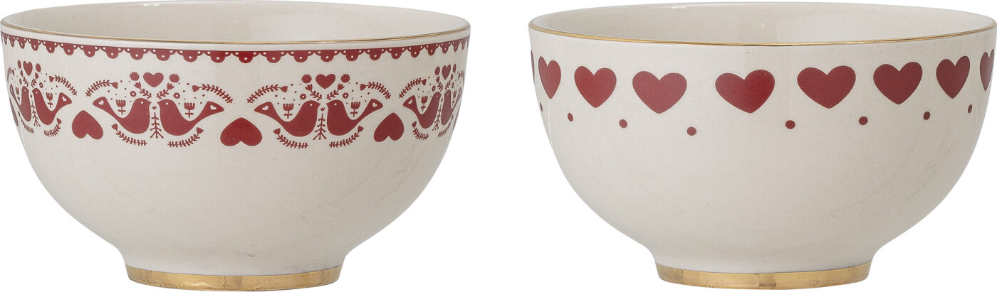 Bloomingville - Jolly Juleskåle - ø 14 Cm - Stentøj Keramik - 2 Stk.