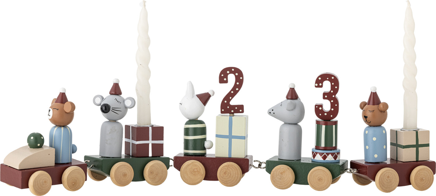 Bloomingville - Junaid Deko Julekalender, Multifarvet, MDF, L38xH11xB5 cm