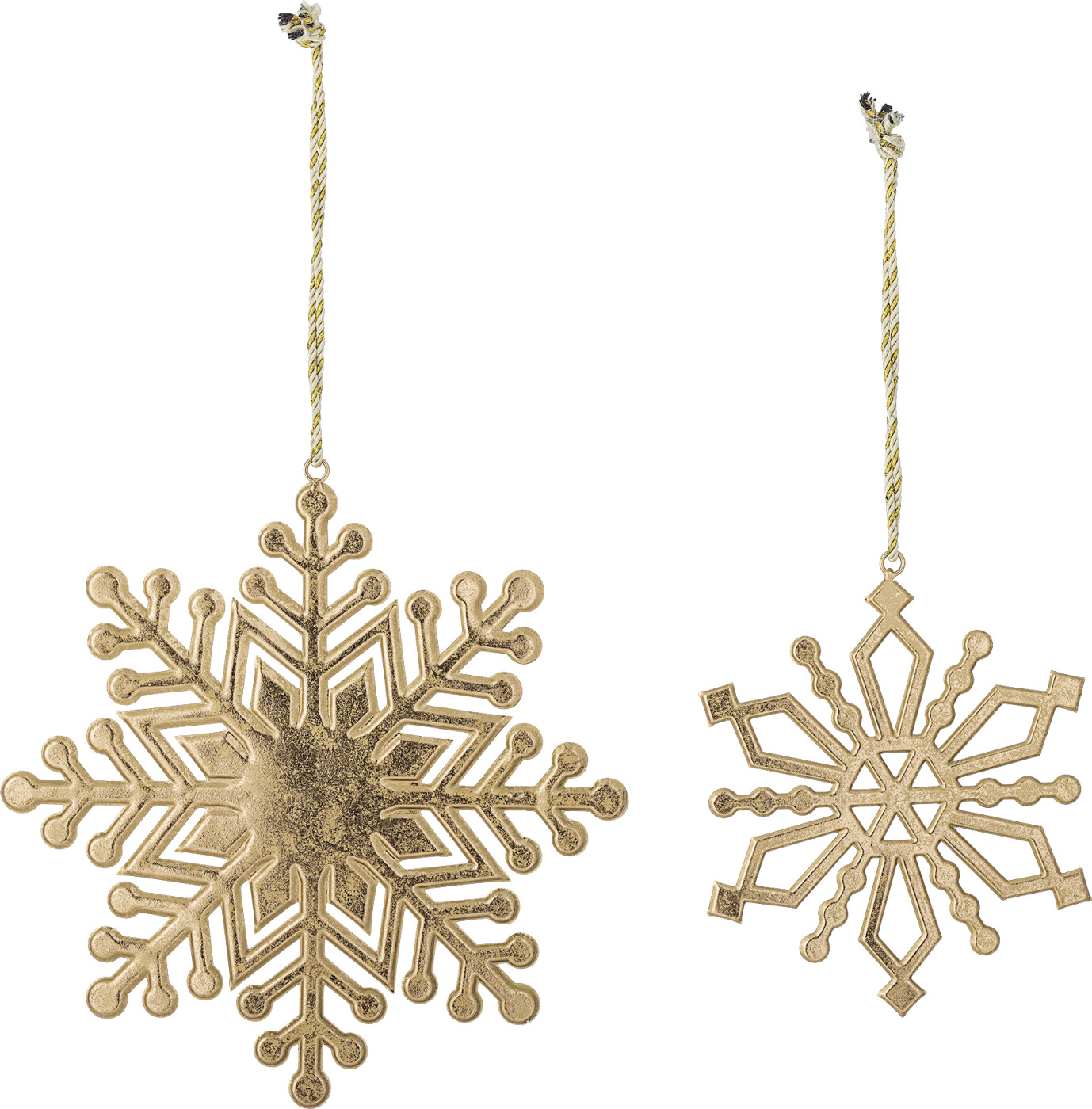 Bloomingville - Kanja Ornament, Guld, Metal, L24xH24/L37xH37 cm, Set of 2
