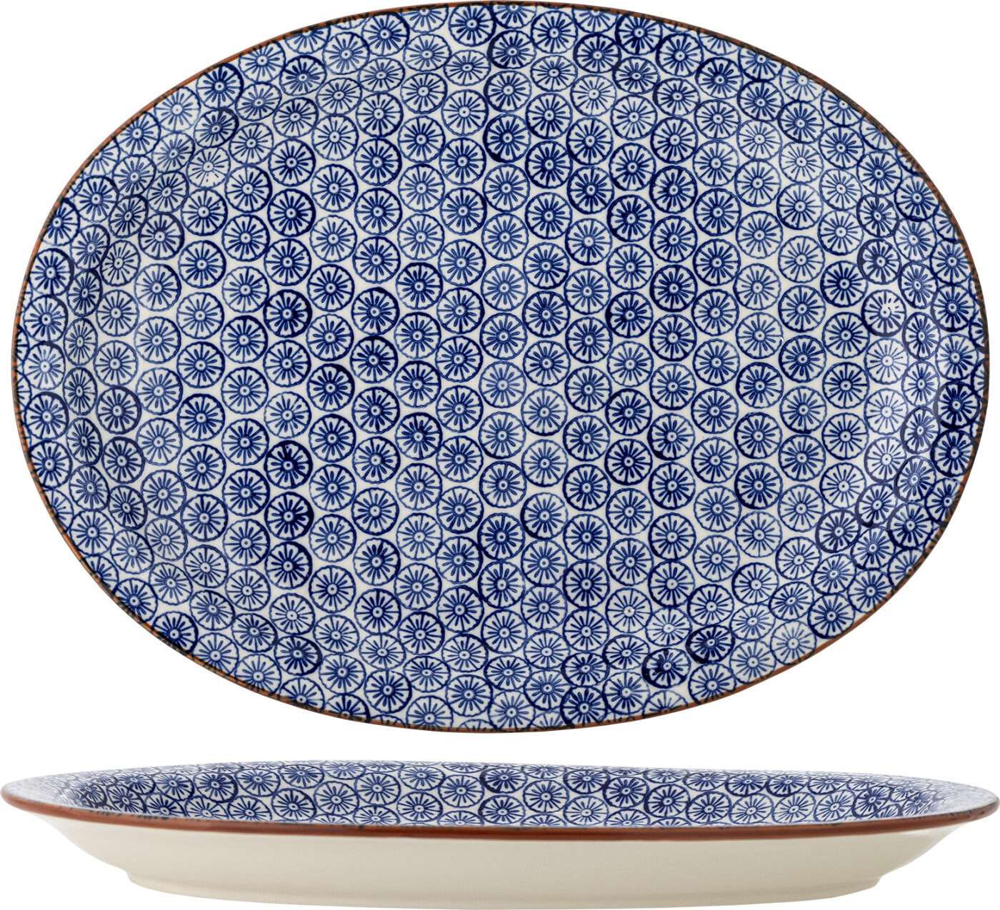Bloomingville - Karine Serveringsfad - Blå - Stentøj - L 35 Cm