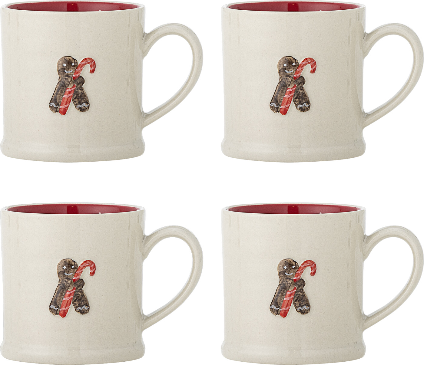 Bloomingville - Kenai Kop, Rød, Stentøj, D7,5xH8 cm, Set of 4